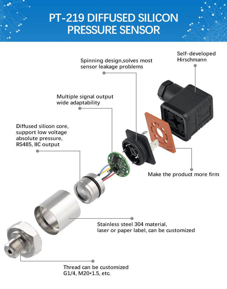  pt-219 Low Pressure Sensor Stainless Steel Sensor  7